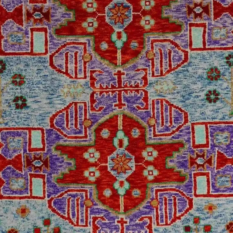 Abshari Rug - 228 x 169, blue nz wool abshari rug, close-up detail 3