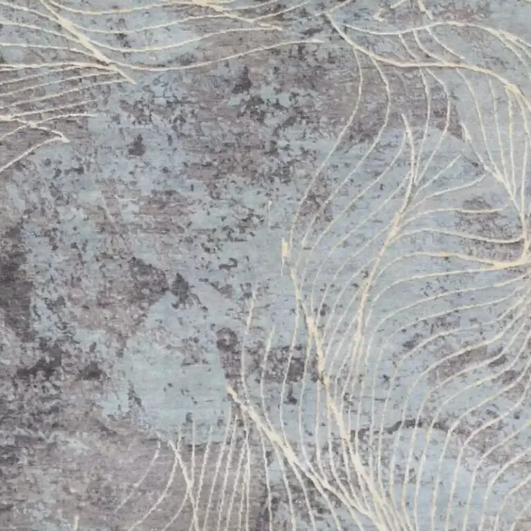Wool & Silk Ocean Designer Rug, double Hand Knotted, Weg Die, jaipour India (304 x 197)cm, blue ocean contemporary rug, close-up detail 3