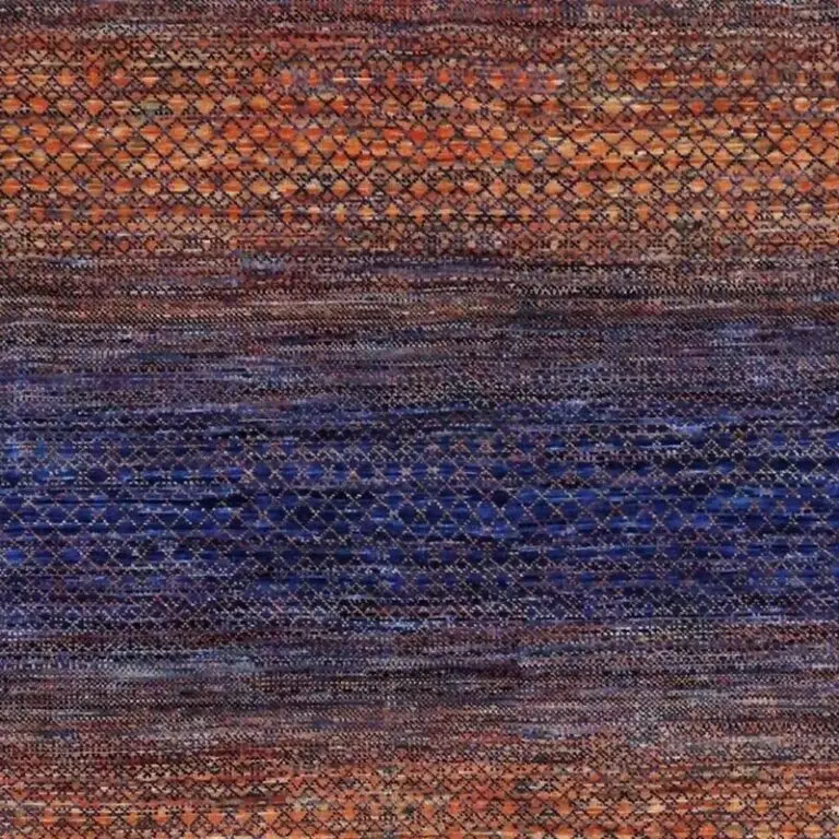 Blue Orange Rainbow Rug - 423 x 306 cms, blue orange rainbow rug, close-up detail 1
