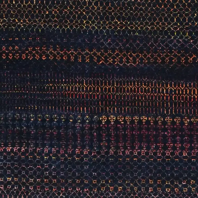 Blue Pink Contemporary Designer Rug, Double hand Knotted, NZ Handspun Wool, Veg Dye, Agra (239 x 239)cm, blue pink contemporary rug, close-up detail 2