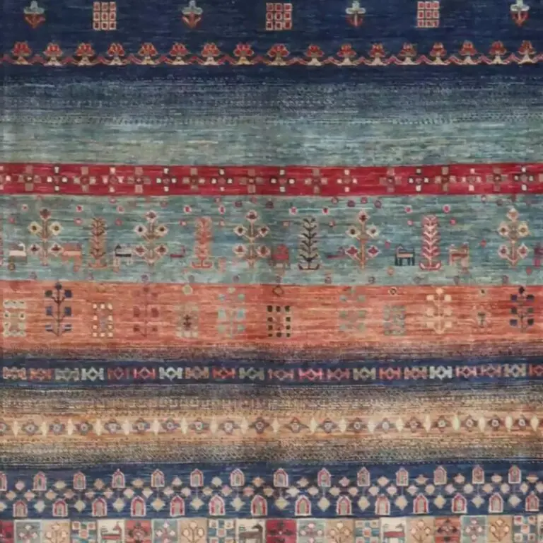 Gabbeh Rug - 300 x 242, blue sarasar gabbeh rug, close-up detail 1