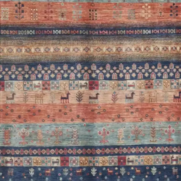 Gabbeh Rug - 300 x 242, blue sarasar gabbeh rug, close-up detail 2