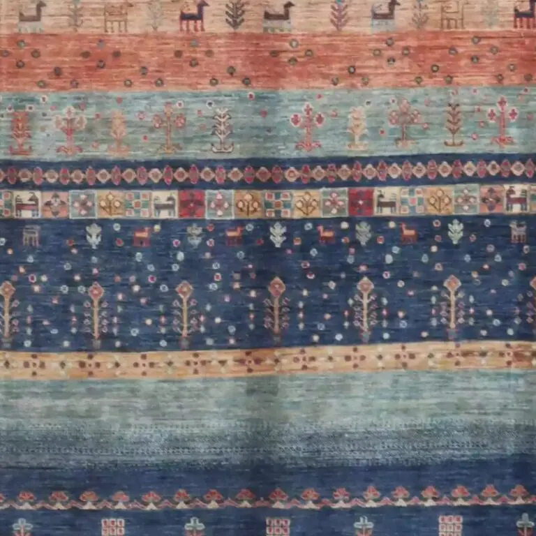 Gabbeh Rug - 300 x 242, blue sarasar gabbeh rug, close-up detail 3