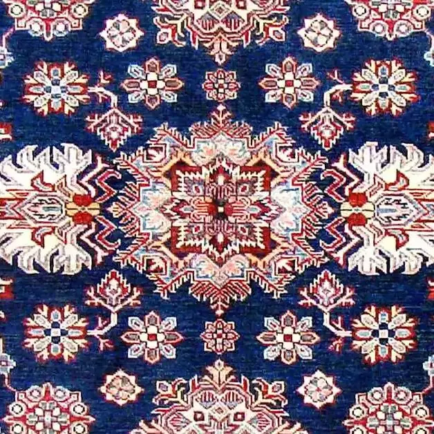 Super Kazak Rug - 203 x 150, blue sarasar kazak rug, close-up detail 2