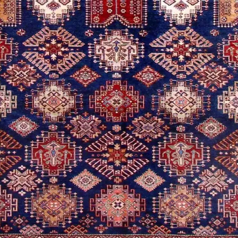Super Kazak Rug - 350 x 278, blue sarasar kazak rug, close-up detail 3