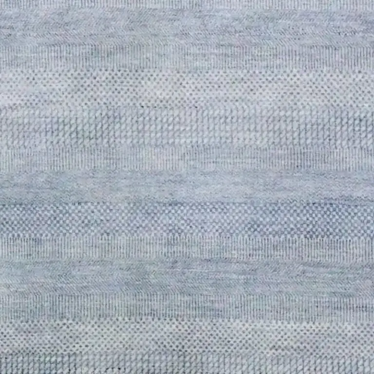 Blue Silver Contemporary Designer Rug, NZ Wool, Double hand Knotted, Veg Dye.Agra(282 x 184)cm, blue silver contemporary rug, close-up detail 2
