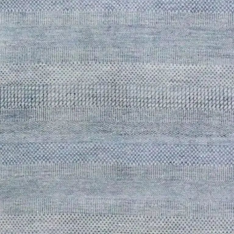 Blue Silver Contemporary Designer Rug, NZ Wool, Double hand Knotted, Veg Dye.Agra(282 x 184)cm, blue silver contemporary rug, close-up detail 3