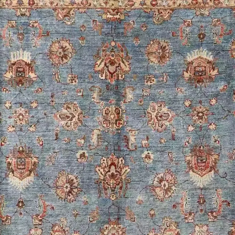 Super Kazak Rug - 327 x 249, blue super kazak rug, close-up detail 1