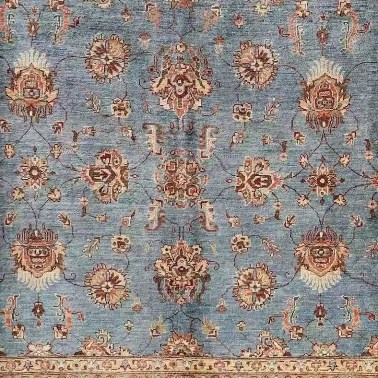 Super Kazak Rug - 327 x 249, blue super kazak rug, close-up detail 3