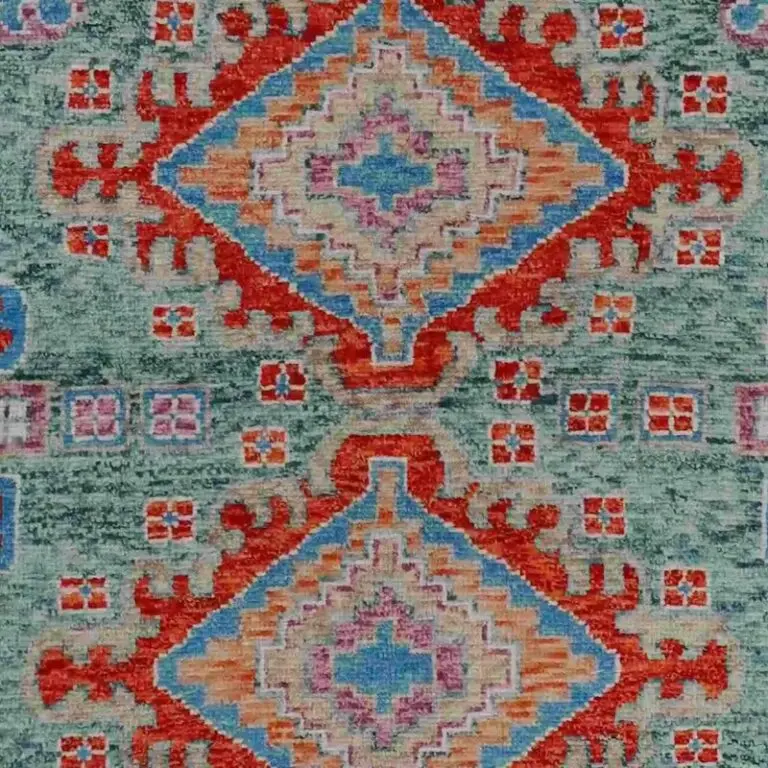 Abshari Rug - 244 x 164, blue traditional abshari rug, close-up detail 2