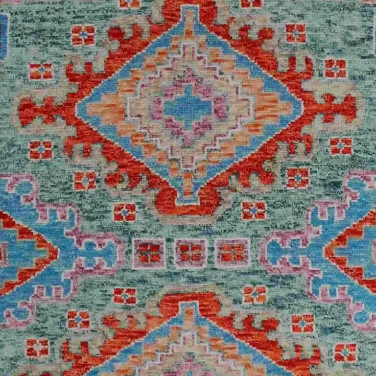 Abshari Rug - 244 x 164, blue traditional abshari rug, close-up detail 3