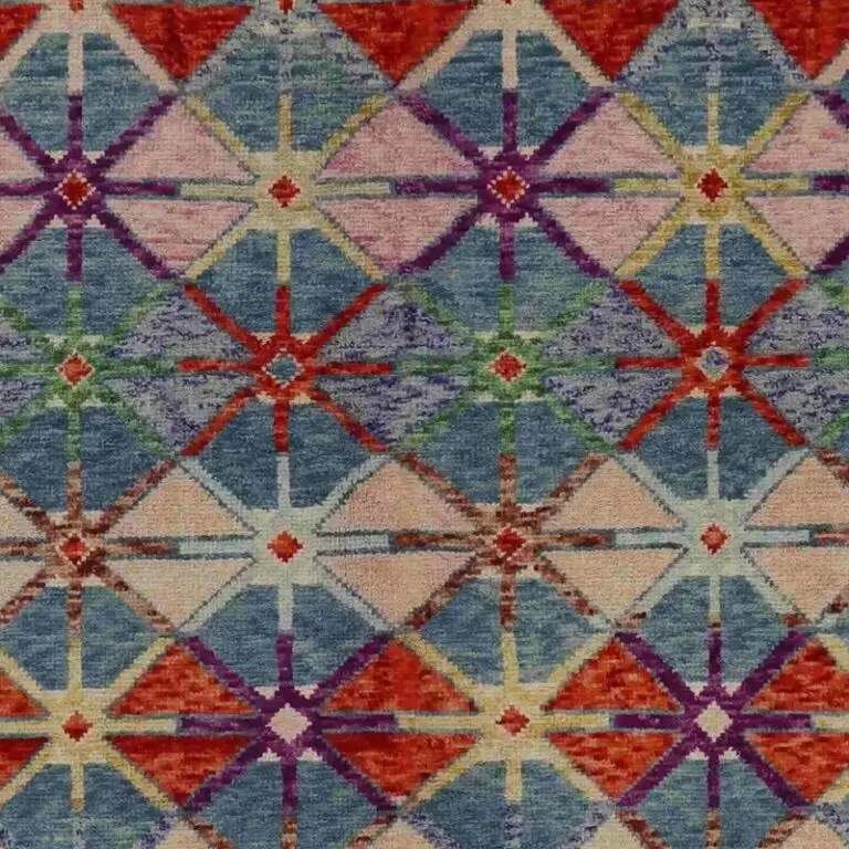 Abshari Rug - 231 x 182, blue tribal abshari rug, close-up detail 1
