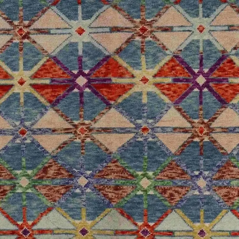 Abshari Rug - 231 x 182, blue tribal abshari rug, close-up detail 2
