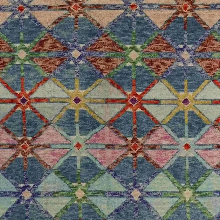 Abshari Rug - 231 x 182, blue tribal abshari rug, close-up detail 3