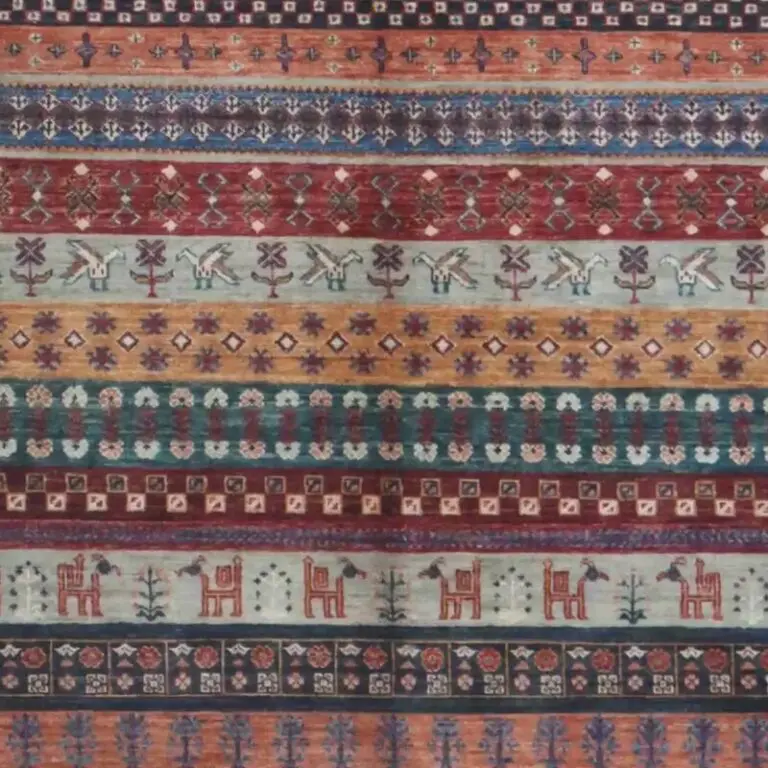Gabbeh Rug - 296 x 202, blue tribal gabbeh rug, close-up detail 3