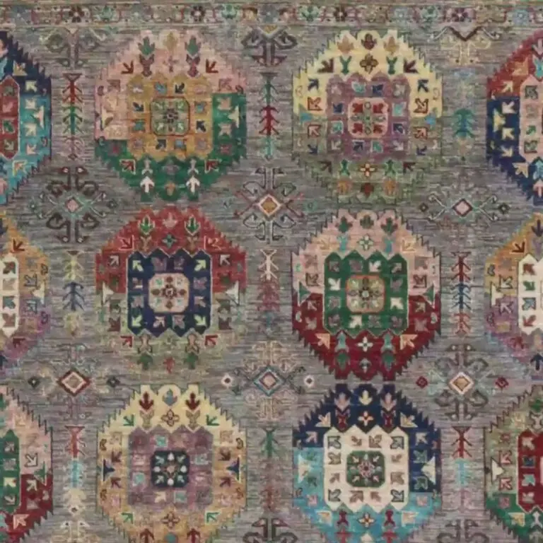 Vaziri Rug - 306 x 248, blue vaziri sarasar rug, close-up detail 1