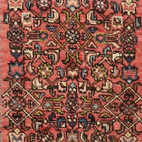 Hossein Abad Double hand knotted Runner Soft Wool Iran (313 x 100)cm, brown hosseinabad runner, close-up detail 1