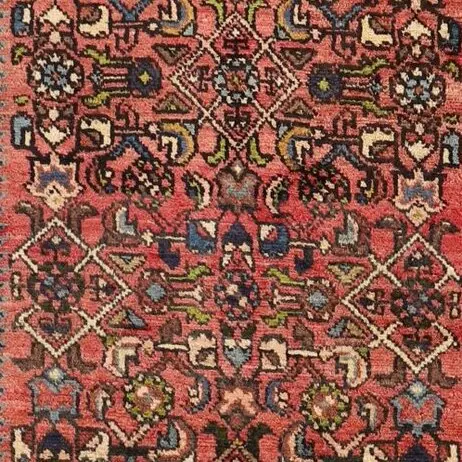 Hossein Abad Double hand knotted Runner Soft Wool Iran (313 x 100)cm, brown hosseinabad runner, close-up detail 2