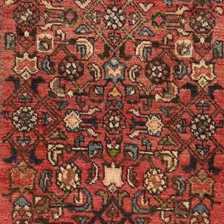 Hossein Abad Double hand knotted Runner Soft Wool Iran (313 x 100)cm, brown hosseinabad runner, close-up detail 3