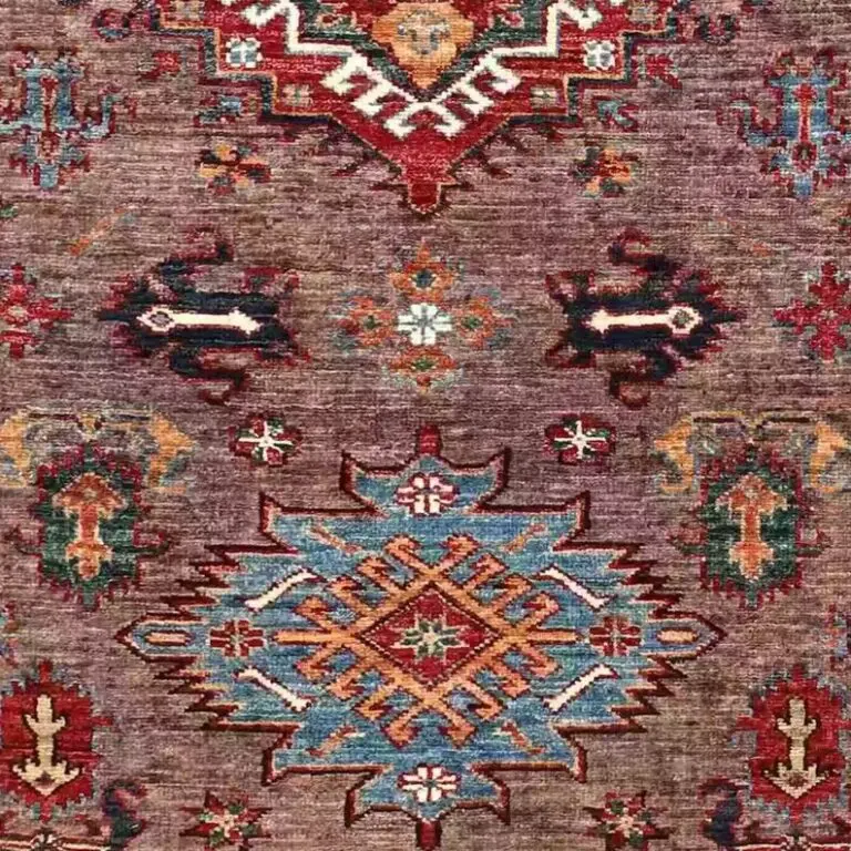 Super Kazak Rug - 186 x 123, brown kazak rug, close-up detail 3