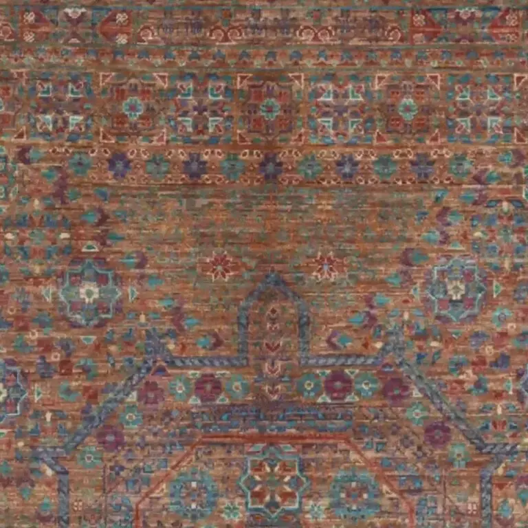 Mamluk Rug 225 x 155, brown mamluk rug, close-up detail 1