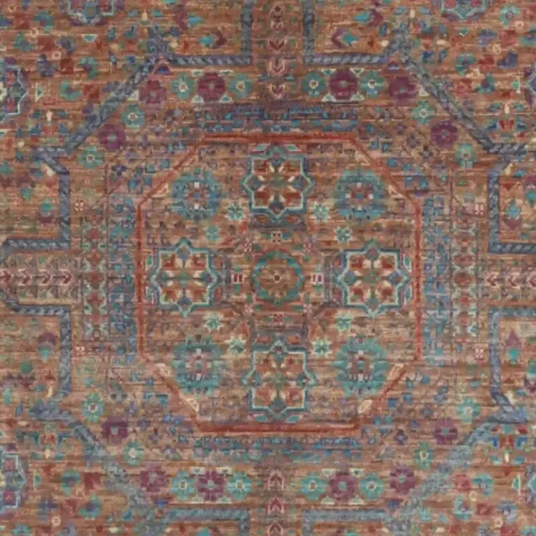 Mamluk Rug 225 x 155, brown mamluk rug, close-up detail 2