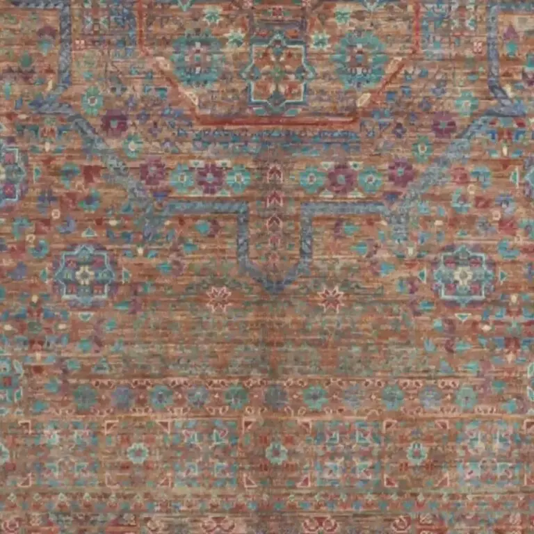 Mamluk Rug 225 x 155, brown mamluk rug, close-up detail 3
