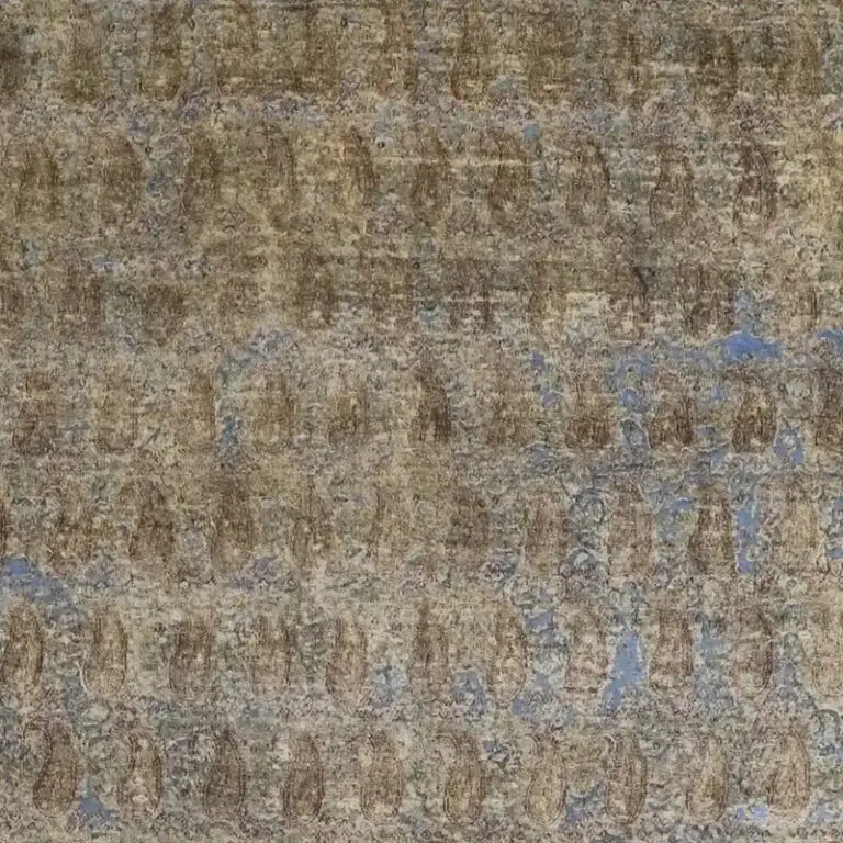 Contemporary Vintage Over-dyed Designer Rug, Double Hand Knotted, Soft Handspun Wool, (365 x 261)cm, brown overdyed persian rug, close-up detail 1