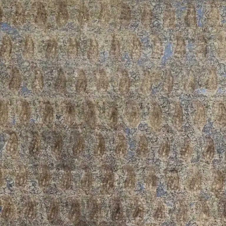 Contemporary Vintage Over-dyed Designer Rug, Double Hand Knotted, Soft Handspun Wool, (365 x 261)cm, brown overdyed persian rug, close-up detail 2