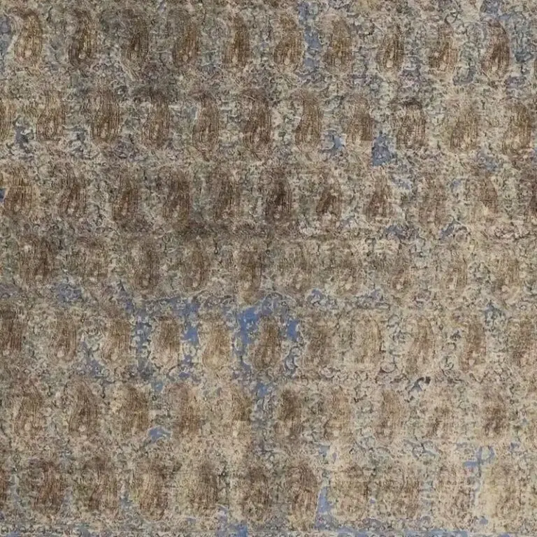 Contemporary Vintage Over-dyed Designer Rug, Double Hand Knotted, Soft Handspun Wool, (365 x 261)cm, brown overdyed persian rug, close-up detail 3