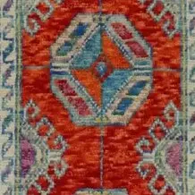 Burnt Orange Abshar Runner Soft Handspun Wool Double Knotted German Dye(389 x 78), burnt orange abshar runner, close-up detail 1