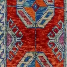 Burnt Orange Abshar Runner Soft Handspun Wool Double Knotted German Dye(389 x 78), burnt orange abshar runner, close-up detail 2