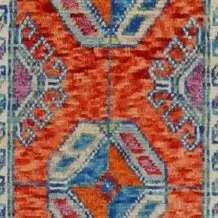 Burnt Orange Abshar Runner Soft Handspun Wool Double Knotted German Dye(389 x 78), burnt orange abshar runner, close-up detail 3