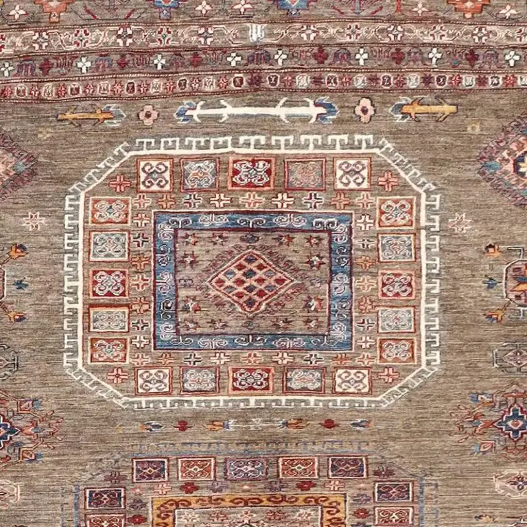 Camel coloured Super Fine Shirvan Rug, Double Hand Knotted, Super Fine NZ Handspun wool, Veg Dye, Afghan (309 x 247)cm, camel shirvan afghan rug, close-up detail 1