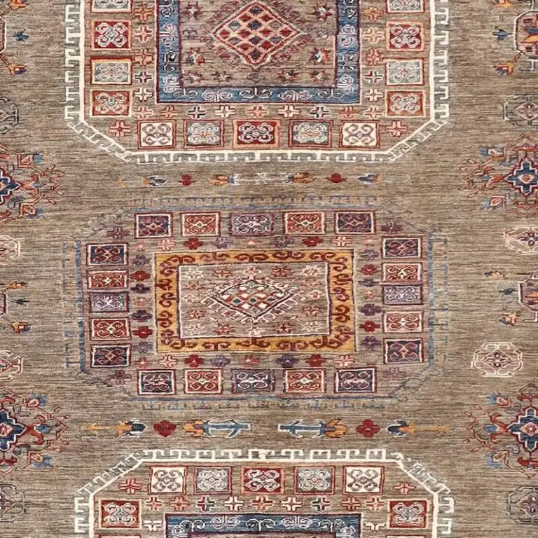 Camel coloured Super Fine Shirvan Rug, Double Hand Knotted, Super Fine NZ Handspun wool, Veg Dye, Afghan (309 x 247)cm, camel shirvan afghan rug, close-up detail 2