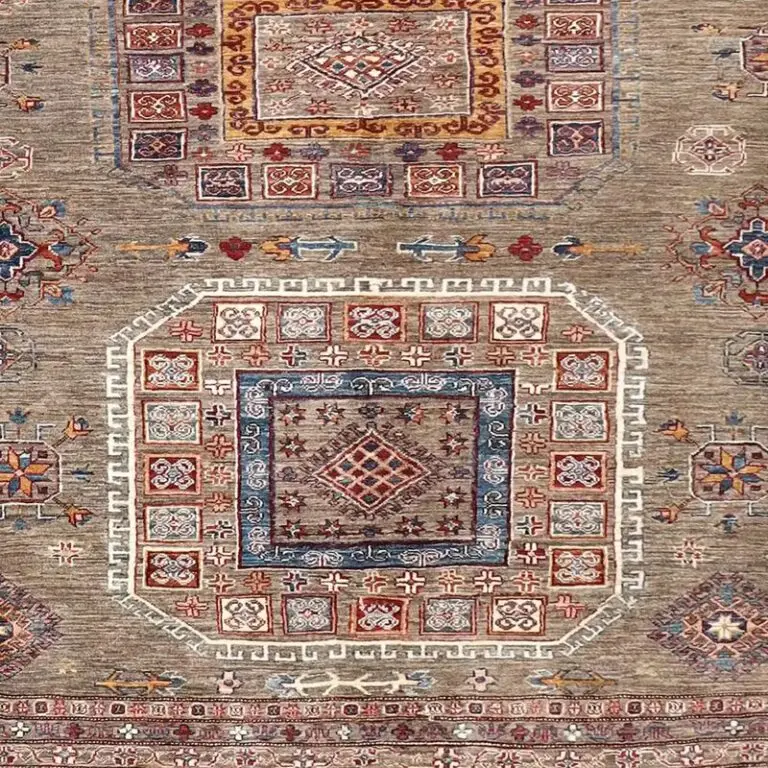 Camel coloured Super Fine Shirvan Rug, Double Hand Knotted, Super Fine NZ Handspun wool, Veg Dye, Afghan (309 x 247)cm, camel shirvan afghan rug, close-up detail 3