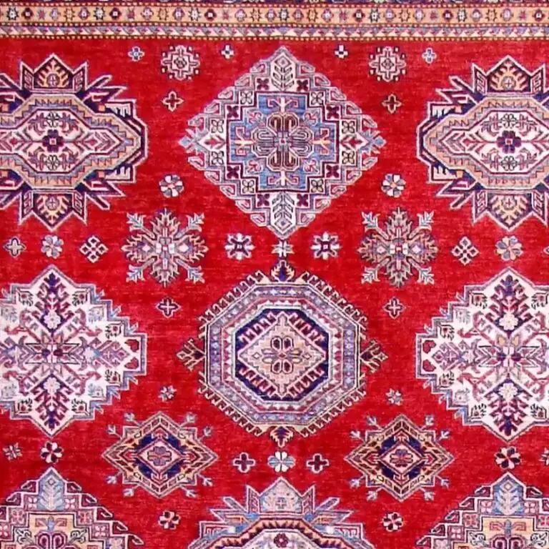 Chilli Red Super Fine SAhirvan Rug, Double Hand Knotted, Gazney Handspun Wool, Veg Dye, Afghan (309 x 249)cm, chilli red shirvan rug, close-up detail 1