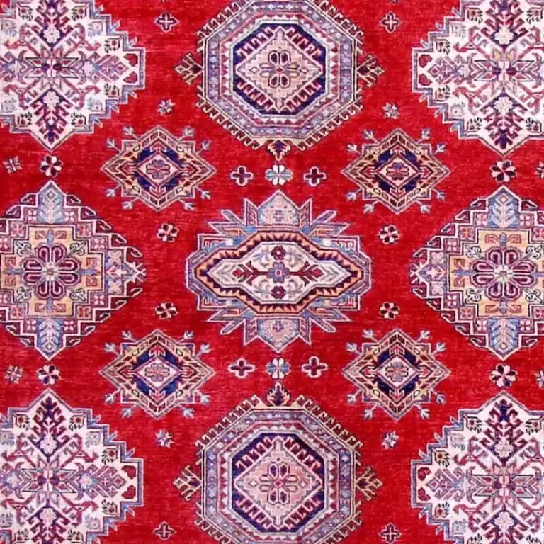 Chilli Red Super Fine SAhirvan Rug, Double Hand Knotted, Gazney Handspun Wool, Veg Dye, Afghan (309 x 249)cm, chilli red shirvan rug, close-up detail 2