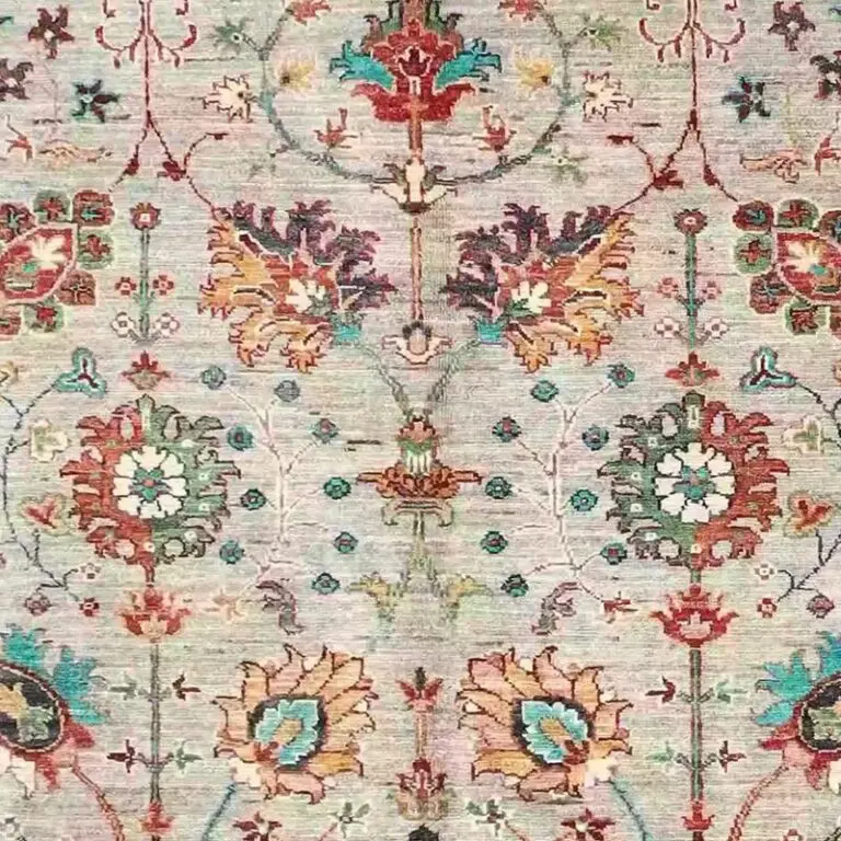 Suzani Rug - 265 x 170, cream afghan suzani rug, close-up detail 1