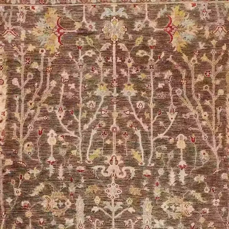 Suzani Rug - 378 x 270, cream afghan suzani rug, close-up detail 1