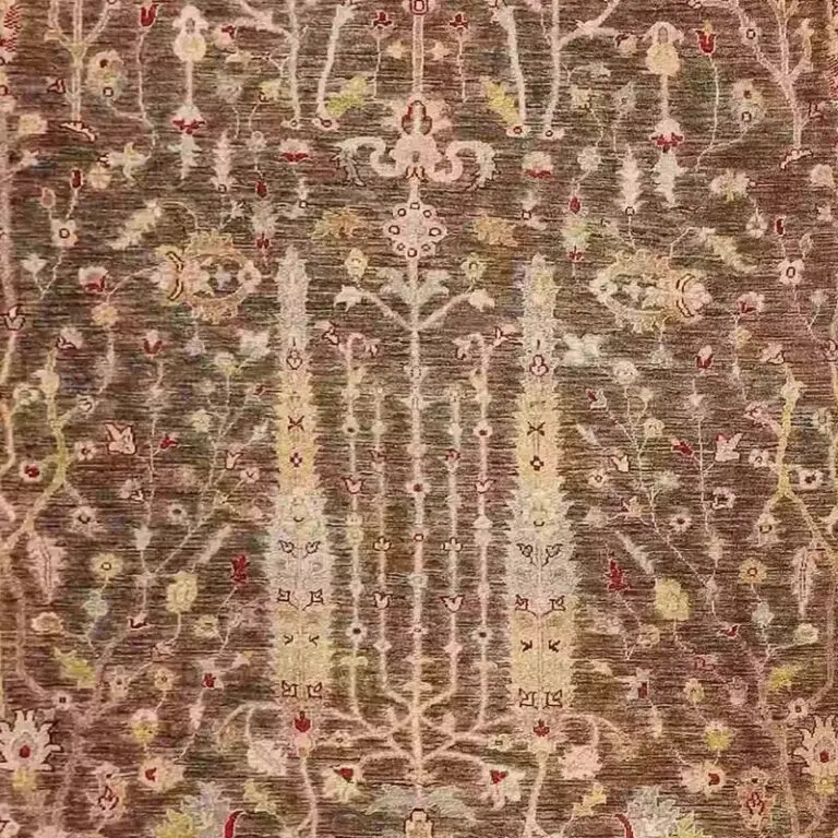 Suzani Rug - 378 x 270, cream afghan suzani rug, close-up detail 2