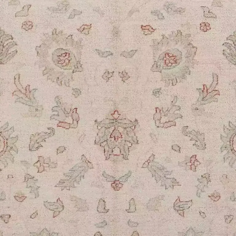 Suzani Rug - 243 x 163, cream floral suzani rug, close-up detail 3