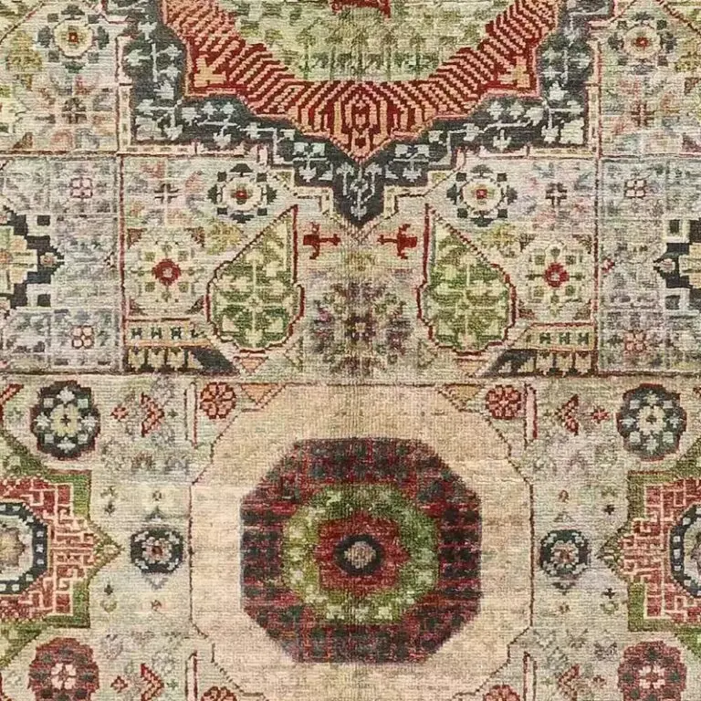 Mamluk Rug 183 x 122, cream geometric mamluk rug, close-up detail 3