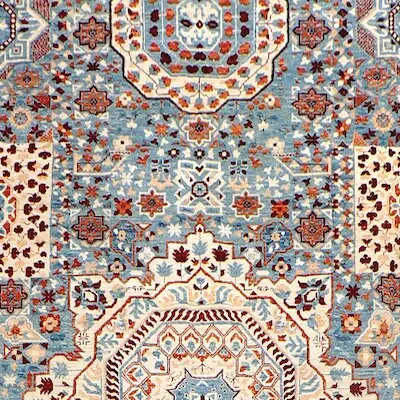 Super Fine Quality Mamluk Double hand Knotted Rug Veg Dye Afghan (363 x 273)cm, cream mamluk afghan rug, close-up detail 1