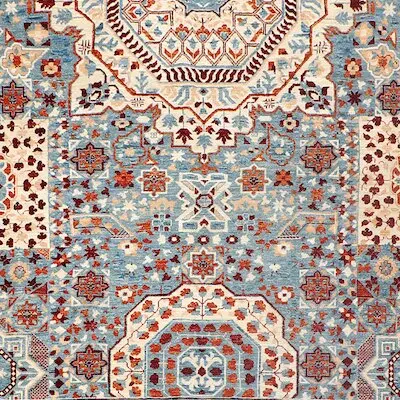Super Fine Quality Mamluk Double hand Knotted Rug Veg Dye Afghan (363 x 273)cm, cream mamluk afghan rug, close-up detail 3
