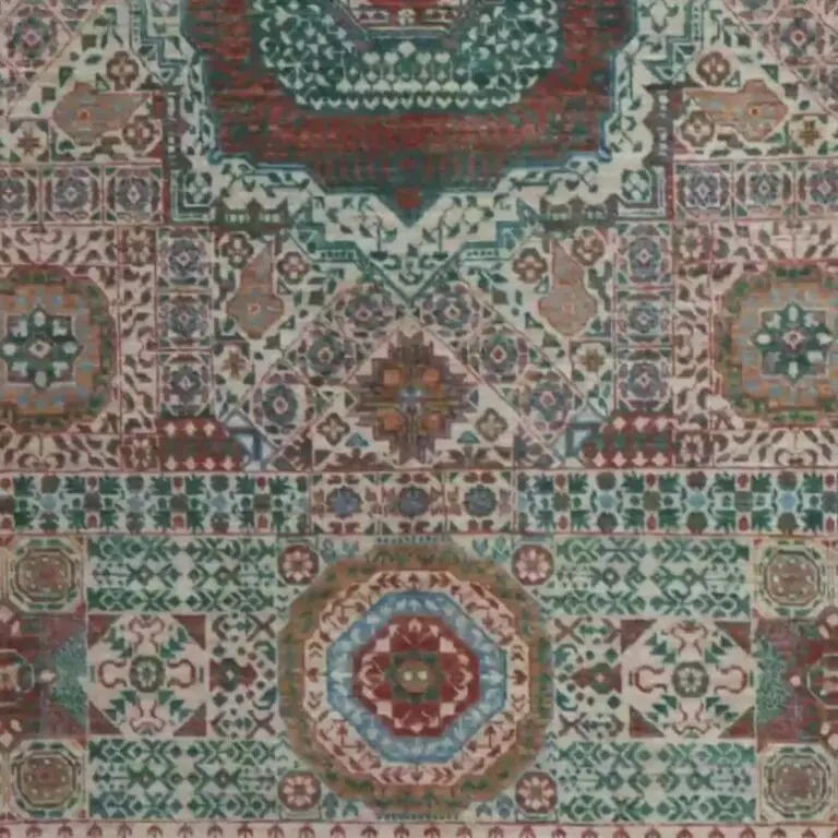 Mamluk Rug - 258 x 170, cream mamluk rug, close-up detail 3