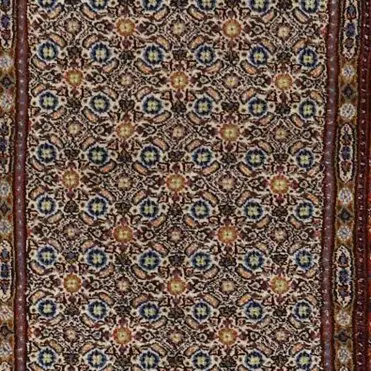 Double Hand Knotted persian Mood Runner Lamb Wool German Dye Iran (290 x 80)cm, cream mood persian runner, close-up detail 1