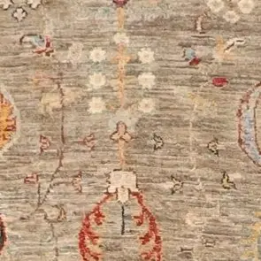 Natural Sultani Runner, Double hand Knotted, NZ Hand span Wool, Veg Dye, Afghan (318 x 78)cm, cream sultani runner, close-up detail 1