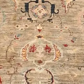 Natural Sultani Runner, Double hand Knotted, NZ Hand span Wool, Veg Dye, Afghan (318 x 78)cm, cream sultani runner, close-up detail 2