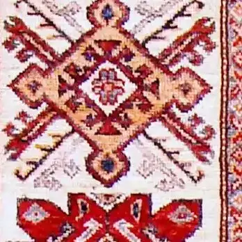 Cream Super Kazak Double hand Knotted NZ Wool Veg Dye Afghan Runner (173 x 57)cm, cream super kazak runner, close-up detail 1